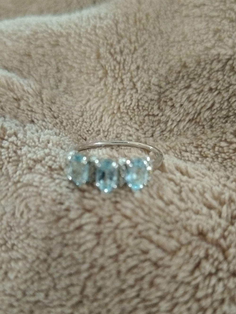 Sterling Silver Blue Topaz Three-Stone Ring